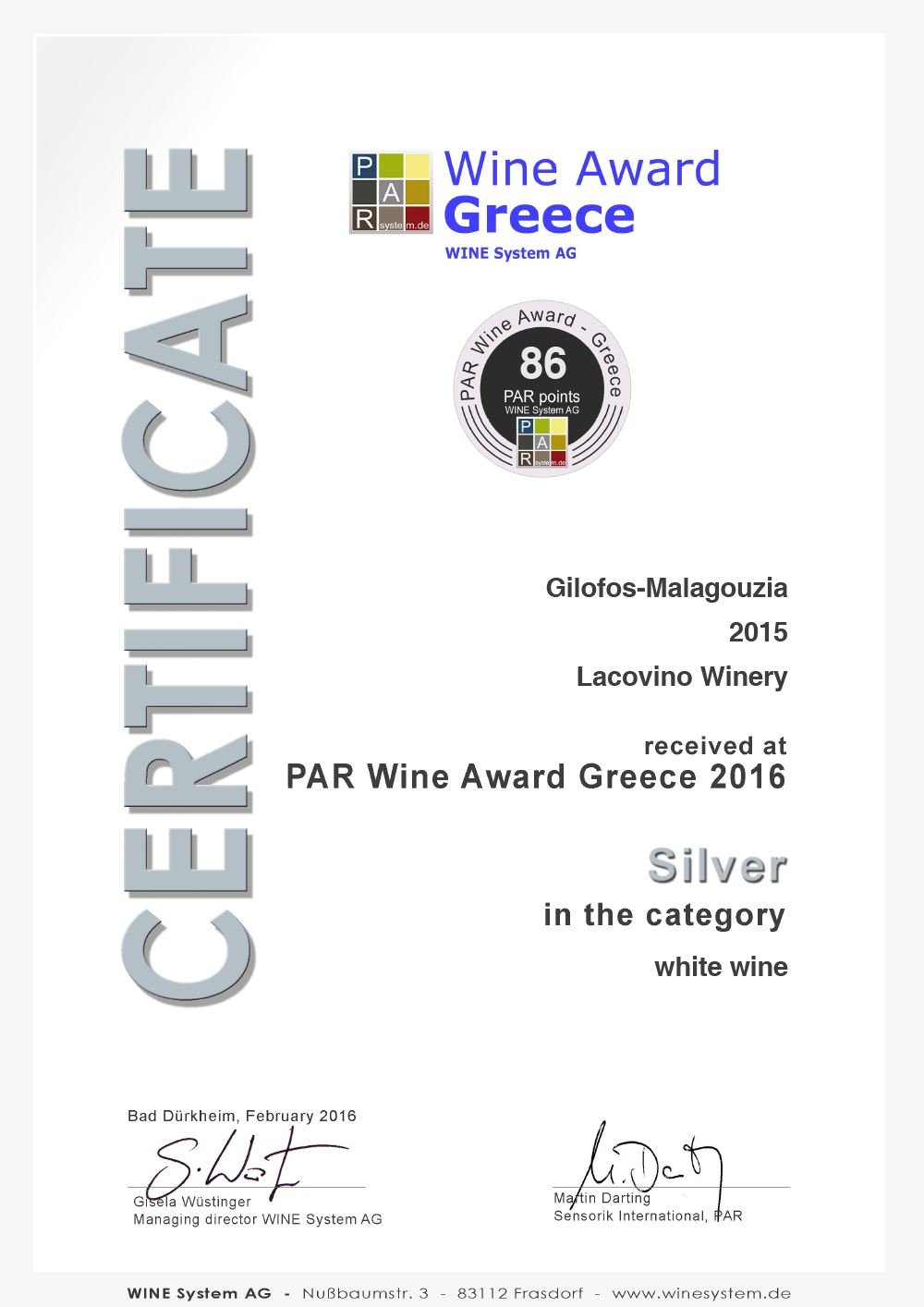 Lacovino Certificate_291_26155 Lacovino Winery Awards Wine