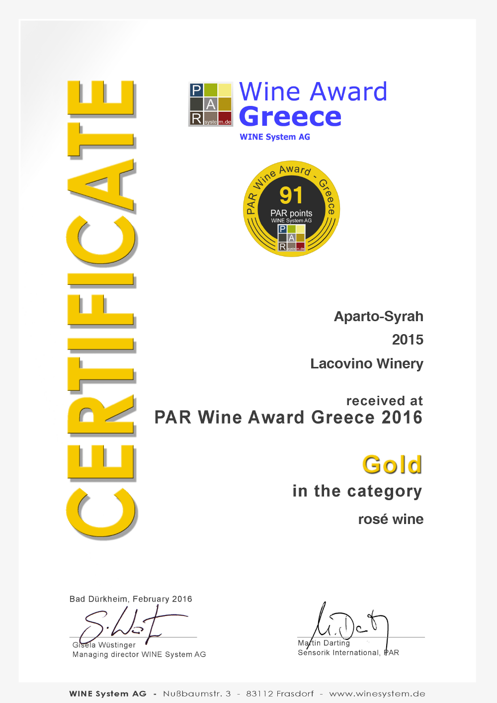 Lacovino Certificate_291_26156 Lacovino Winery Awards Wine